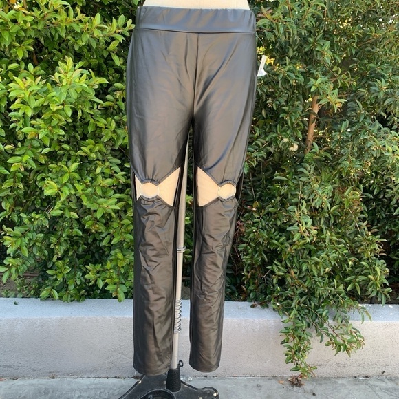 Guess Cut-Out Pants Women's Pleather Large Black - Picture 1 of 10